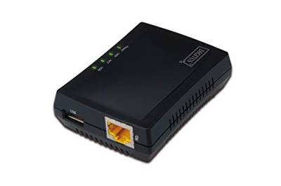 DIGITUS Fast Ethernet USB Netzwerk Server, multifunktional für NAS, USB-Hub, Drucker, DVD-Laufwerk, 1 Port, USB 2.0, 10/100 Mbit/s Netzwerk, RJ45, Schwarz (Die Verpackung kann vom Bild abweichen) von DIGITUS