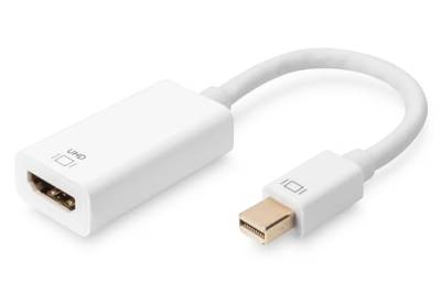 DIGITUS Mini DisplayPort Grafik Adapter, mDP zu HDMI Typ A, 4K Ultra HD 60Hz, 4096 x 2160 Pixel, Weiß von DIGITUS