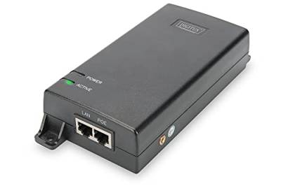 DIGITUS PoE+ Injektor - IEEE802.3at - Gigabit Ethernet - 60 Watt - max. 48 Volt - PoE Modus A & Modus B, schwarz von DIGITUS