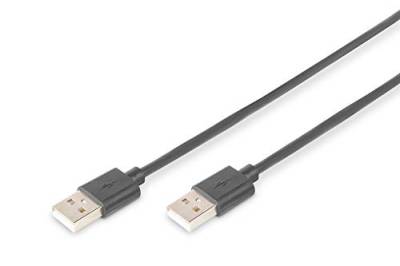 DIGITUS USB 2.0 Anschlusskabel - 5.0 m - USB A (St) zu USB A (St) - 480 Mbit/s - Verbindungskabel, USB-Kabel - Schwarz von DIGITUS