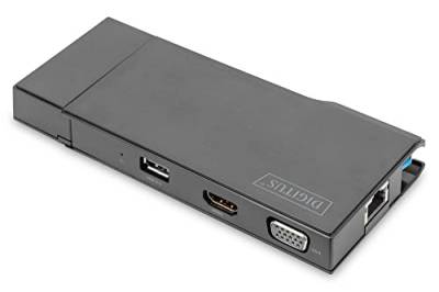 DIGITUS Universal Docking Station, USB 3.0, 7-Port, Travel 2X Video, 2X USB 3.0, RJ45, 2X Kartenleser von DIGITUS