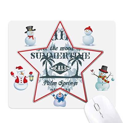 Beach Coconut Tree Text Pattern Christmas Snowman Family Star Mouse Pad von DIYthinker