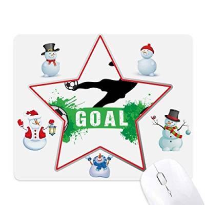 Mauspad mit Aufschrift „Penalty Kick Football“, Weihnachtsmotiv, Schneemann von DIYthinker