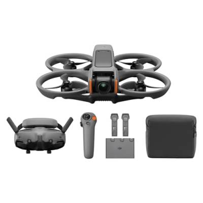 DJI Avata 2 Fly More Combo (3 Akkus), FPV-Drohne mit 4K-Kamera, 69 Minuten max. Flugzeit, Akrobatik auf Tastendruck, Kameradrohne mit Goggles 3 und RC Motion 3, mit Propellerschutz von DJI