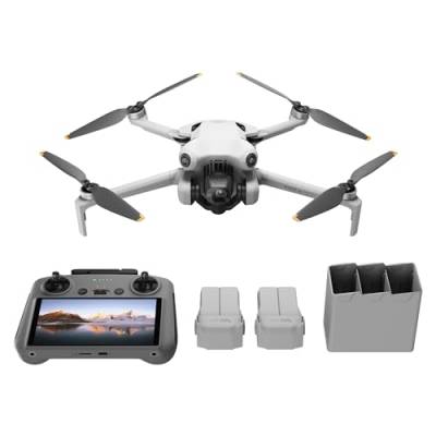 DJI Mini 4 Pro Fly More Combo mit DJI RC 2 Fernsteuerung (Bildschirmfernsteuerung), faltbare Mini-Drohne mit 4K-Kamera, unter 249g, 34 Minuten Flugzeit, 2 zusätzliche Akkus, Klasse-C0 von DJI