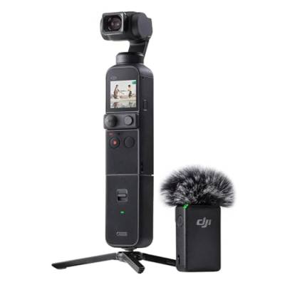 DJI Pocket 2 Creator Combo - 3-Achsen-Gimbal-Stabilisator mit 4K-Kamera, 1/1,7 Zoll CMOS, 64 MP Foto, Gesichtsverfolgung, YouTube, Vlog, tragbare Videokamera für Android und iPhone, Schwarz von DJI