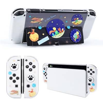 DLseego Hülle für Switch OLED 2021,Dockable Case PC Abdeckung Schutzhülle mit Flip Shell Kompatibel mit Switch OLED Konsol,mit 2 Daumengriffkappen,Planet Prinz von DLseego