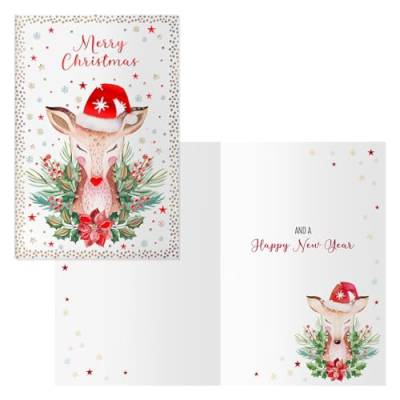 DOHE - Weihnachtskarten - Packung mit 6 Stück - Größe: 11,5 x 17 cm (geschlossen) - Inklusive Umschlag zur Aufbewahrung der Karte - Modell Bamby von DOHE