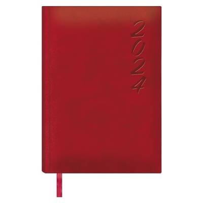 Dohe - Kalender 2024 - Tag Seite - Größe: 15 x 21 cm (A5) - 336 Seiten - Einband genäht - Hardcover - Rot - Modell Brasília von DOHE