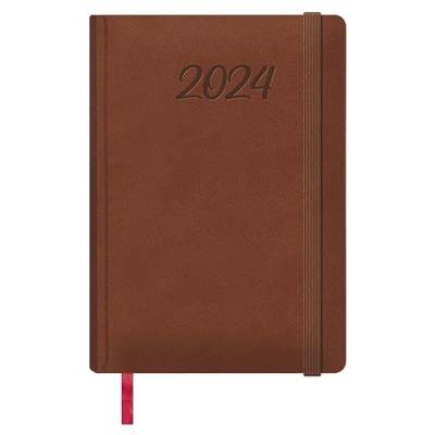 Dohe - Kalender 2024 - Tag-Seite - Größe: 15x21 cm (A5) - 336 Seiten - Eingenähter Einband - Hardcover - Braun - Modell Manaos von DOHE