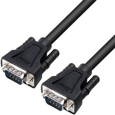 DTECH 9-poliges Serielles Kabel COM Port Stecker auf Stecker RS232 gerade durch DB9 Datenkabel (0,5 m, schwarz) von DTech