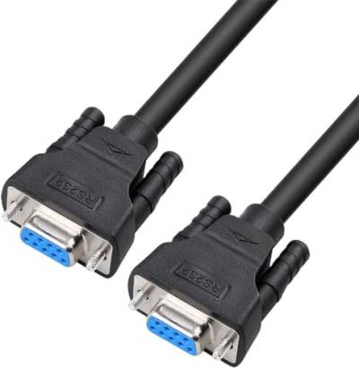 DTech DB9 RS232 Seriell Kabel Buchse zu Buchse Nullmodemkabel Kreuz TX RX-Leitung für Datenkommunikation (3 m, schwarz) von DTech