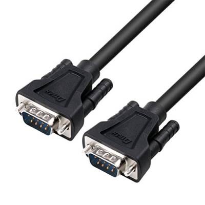 DTech DB9 RS232 Serielles Kabel, Stecker auf Stecker, Null-Modemkabel, volle Handshaking, 7 Draht-Frequenzweiche für Datenkommunikation (4,5 m, schwarz) von DTech