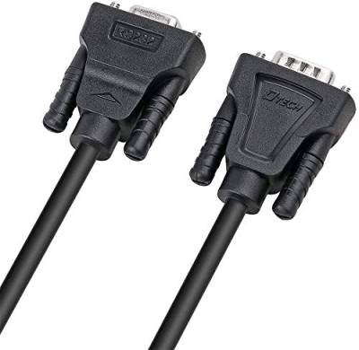 DTech DB9 RS232 Serielles Kabel Stecker Buchse Verlängerung Nullmodemkabel Kreuz TX RX Leitung für Datenkommunikation (5 m, schwarz) von DTech
