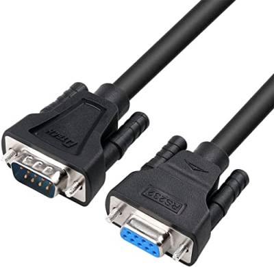 DTech DB9 RS232 Serielles Kabel Stecker auf Buchse Null modem kabel Full Handshaking 7Draht Crossover für Daten kommunikation (1,5 m, Schwarz) von DTech