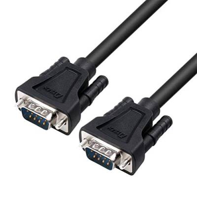 DTech DB9 zu DB9 RS232 Serielles Kabel Stecker zu Stecker Null Modemkabel Kreuz TX RX-Leitung für Datenkommunikation (1,5 m, schwarz) von DTech