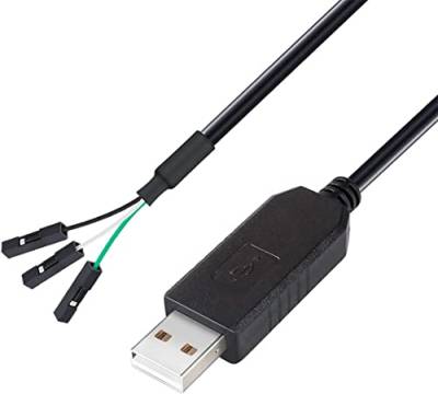 DTech FTDI USB zu TTL Seriell Adapter 3.3V Debug Kabel TX RX Signal 3 Pin Buchse FT232RL Chip für Windows 10 8 7 Linux MAC OS (1,8 m Schwarz) von DTech