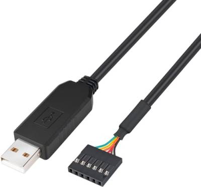 DTech FTDI USB zu TTL Seriell Adapter 5V UART Kabel 6 Pin Buchse Header FT232RL Chip Datenkabel für Windows 10 8 7 Linux MAC OS (1,8 m, Schwarz) von DTech