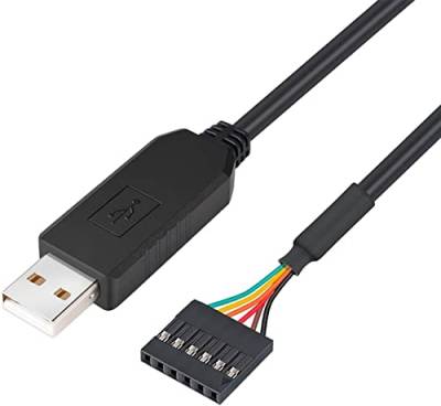 DTech FTDI USB zu TTL Seriell Adapter 5V UART Kabel 6 Pin Buchse Header FT232RL Chip Datenkabel für Windows 10 8 7 Linux MAC OS (1 Meter, Schwarz) von DTech