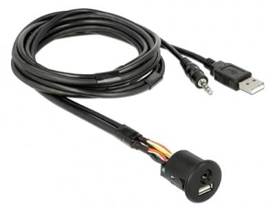 DeLock Kabel USB A + 3, 5mm 4Pin Klinke Stecker Einbaubuchse USB A + 3, 5mm 4Pin von DeLOCK