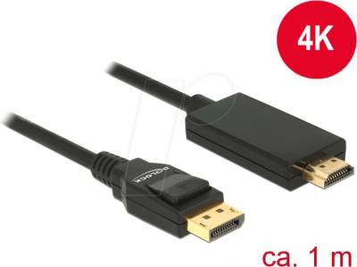 DELOCK 85316 - Delock Kabel DP 1.2 Stecker > HDMI-A Stecker, schwarz, 1 m von Delock
