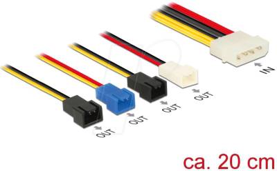 DELOCK 85516 - Kabel Power Molex 4 Pin Stecker > 4x 2 Pin Stecker, 20 cm von Delock