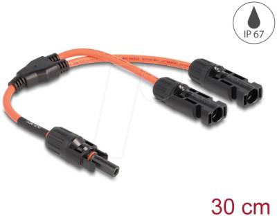 DELOCK 88223 - DL4 Solar Splitter Kabel 1 x Buchse zu 2 x Stecker 30 cm rot von Delock