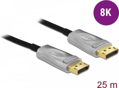 DeLOCK - DisplayPort-Kabel - DisplayPort (M) bis DisplayPort (M) - DisplayPort 1,4 - 25,0m - aktiv, unterstützt 8K UHD (7680 x 4320), hauchvergoldete Kontakte - Schwarz (85888) von Delock