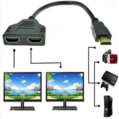 ZYuoo HDMI Kabel Splitter, 1080P HDMI Stecker auf Dual HDMI Buchse, 1-auf-2 Wege Splitter Kabel Adapter Konverter von Demacia