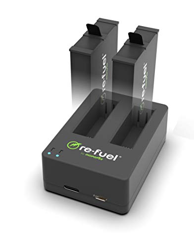 re-fuel by digipower, leistungsstarkes Dual-Ladegerät mit USB-C und Micro USB-Port, für gleichzeitiges Laden von GoPro FUSION Akkus von DigiPower