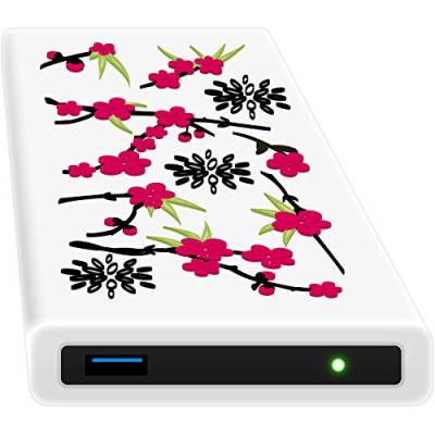Digittrade HipDisk Externe Festplatte 2TB 2,5 Zoll USB 3.0 mit austauschbarer Silikon-Schutzhülle LS104 Sakura Design Festplattengehäuse stoßfest wasserdicht von Digittrade