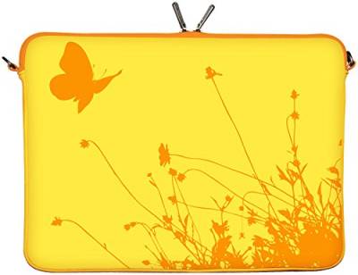 Digittrade LS114-17 Summer Designer Laptop Tasche 17 Zoll Notebook Sleeve Hülle Schutzhülle aus Neopren bis 43,9 cm (17,3 Zoll) Schmetterling gelb-orange von Digittrade