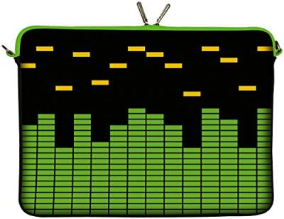 Digittrade LS154-17 Equalizer Designer Laptopschutzhülle Notebooktasche 17,3 Zoll (43,9 cm) Notebook Sleeve Laptop Schutzhülle Tasche Musik grün schwarz gelb von Digittrade