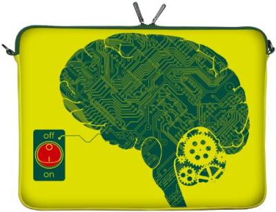 Digittrade LS166-17 IT-Brain Designer Laptop Tasche 17 Zoll Notebook Sleeve Hülle Schutzhülle Neopren bis 43,9 cm (17,3 Zoll) Bag Case Gehirn gelb-grün von Digittrade