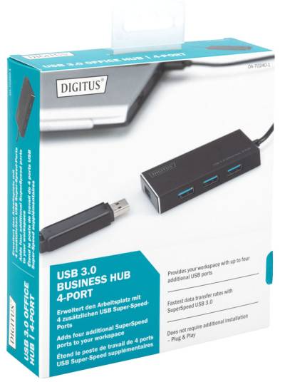 DIGITUS USB 3.0 Hub Super Speed, 4-Port, mit Netzteil von Digitus