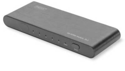 Digitus DS-45317 5 Port HDMI-Switch Metallgehäuse, Ultra HD-fähig, mit Aluminiumgehäuse, LED-Anze von Digitus