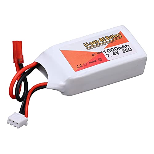 Dilwe Lipo Akku, 7,4V 1000mAh 25C Li‑Polymer Lipo Akku JST Stecker für RC Cars Boote Helikopter von Dilwe