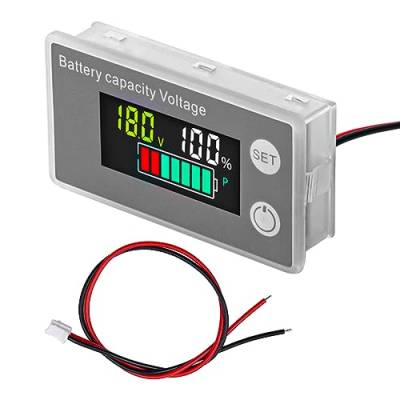 DollaTek Batteriemonitor Batteriespannungsmessgerät 8-100 V mit Niederdruckalarm Temperaturerkennung Digitale prozentuale Leistungsanzeige für Autobatterieanzeige Lanzenmessgerät von DollaTek