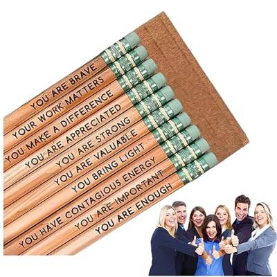 Donubiiu Affirmationsstift-Set, Affirmation Pencil Set, 10Pcs Motivational Pencils, Motivational Pencils, Personalized Inspirational Compliment Wood Pencils for School Office (PRIMARY) von Donubiiu