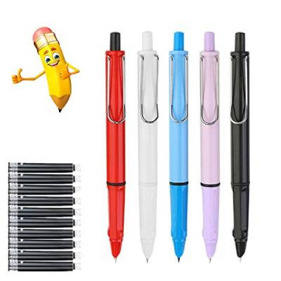 Donubiiu Bonbonfarbene Stifte, 2023 New Retractable Fountain Pen, Retractable Fountain Pens for Writing, Drücken Sie den nachfüllbaren Tintenschreibstift (5Pcs-C) von Donubiiu