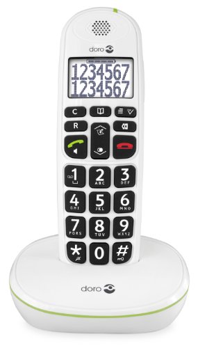 Doro PhoneEasy 110 DECT Schnurlostelefon (große Schrift und große Zahlen, optische Anrufsignalisierung) weiß von Doro