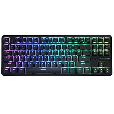 Ajazz Mechanische Gaming-Tastatur, K870T 87 Tasten Mechanische Tastatur mit Hintergrundbeleuchtung, Bluetooth 1,6 M Kabeebundener Dual-Modus und 18 Bunte -Beleuchtung (Schwarz) von Dpofirs