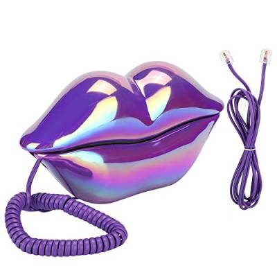 Dpofirs Creative Purple Lips Festnetztelefon, Universal Wired Festnetztelefon, Clear Sound Telefon Electroplate Desktop Festnetztelefon, Freisprecheinrichtung Home Decorated Telefon f黵 Hotel, B黵o von Dpofirs