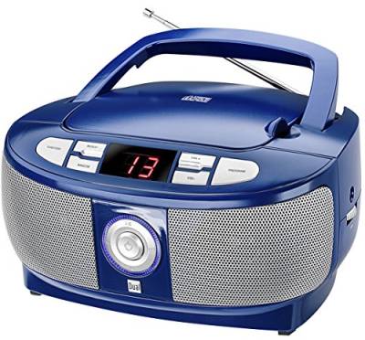 Dual 74605 P 49-1 Boombox mit CD-Player (UKW-Radio, LED-Display, Netz- oder Batteriebetrieb) blau von Dual