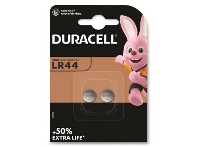 DURACELL Alkaline-Knopfzelle LR44, V13GA, 1.5V, Electronics, 2 Stück von Duracell