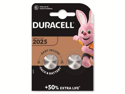 DURACELL Lithium-Knopfzelle CR2025, 3V, Electronics, 2 Stück von Duracell