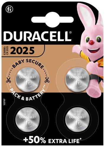 Duracell Knopfzelle CR 2025 3V 4 St. 165 mAh Lithium Elektro 2025 von Duracell