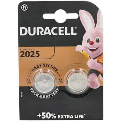 Duracell Specialty 2025 Lithium-Knopfzelle 3 V, 2er-Packung (CR2025 /DL2025) entwickelt für die Verwendung in Schlüsselanhängern, Waagen, Wearables und medizinischen Geräten. von Duracell