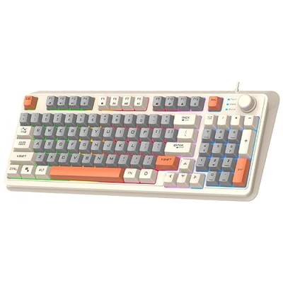 Durratou Spiel Tastatur Dreifarbige Lumineszierende Manipulator Tastatur Desktop Computer Tastatur Farblicht Tastatur von Durratou