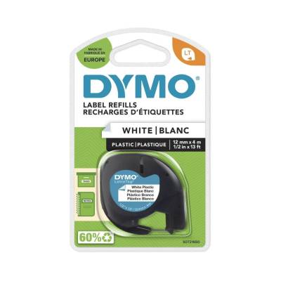 DYMO® Original Schriftband für LetraTag® Plastik 12mm x 4m - schwarz auf weiss von Dymo
